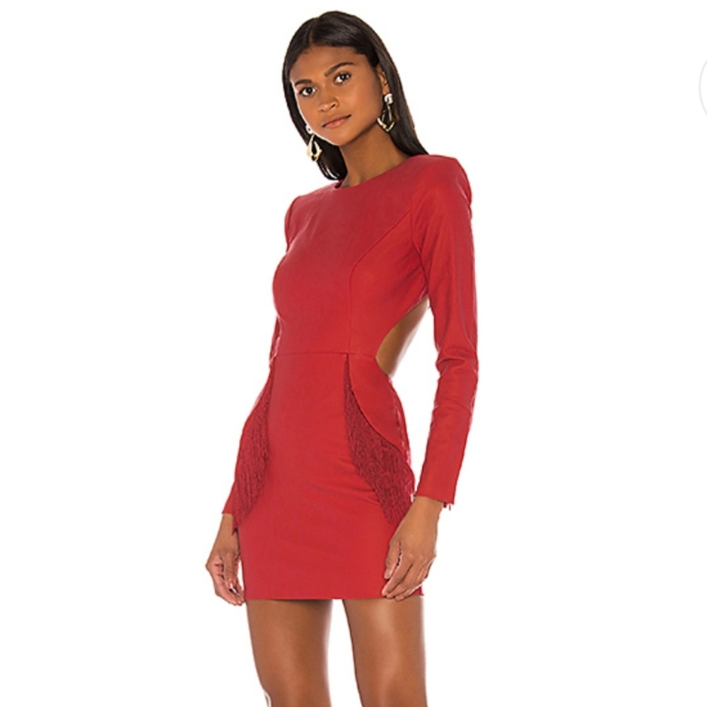revolve red faux leather mini dress size S valentines dress vibes